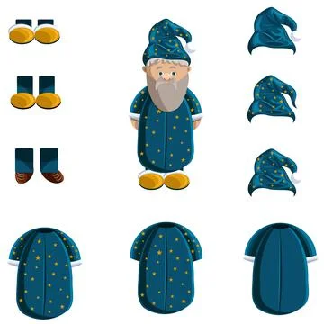 Vector image of a middle-aged man in a stargazer costume, and the elements of Stock Illustration