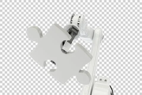 Vector image of modern machine holding jigsaw Stock Photos