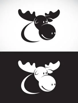 Vector image of moose design on white background and black background, Logo,  Illustrazione stock