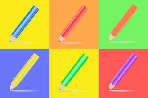 Vector image of multicolored bright pencils background Stock Illustration
