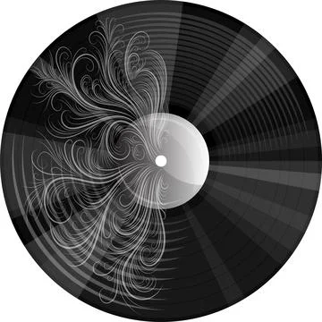 Vector image of a musical record with a pattern or engraving in a realistic s Stock Illustration