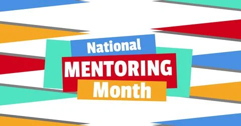Vector image of national mentoring month text with colorful pattern against Stock Illustration