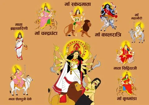 Vector image of Navratri Devi. Stock Illustration