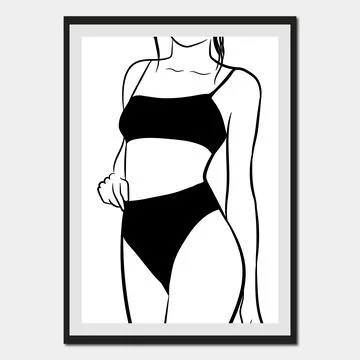 Vector image of one line drawing of woman body. Stock Illustration