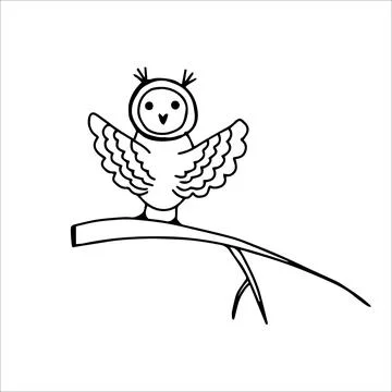Vector image owl on white background, hand drawn, doodle Stock Illustration