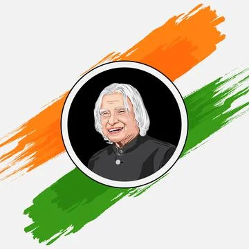 Vector image of A. P. J. Abdul Kalam, Portrait of  Kalam with indian flag Stock Illustration