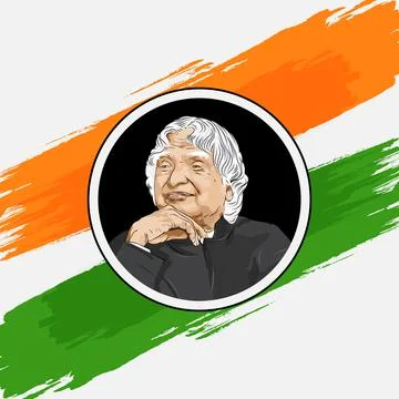 Vector image of A. P. J. Abdul Kalam, Portrait of  Kalam with indian flag Stock Illustration