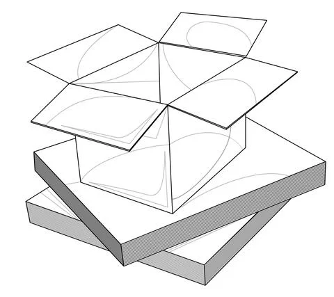 Vector image of a packing box made of corrugated cardboard and kraft paper. E Stock Illustration