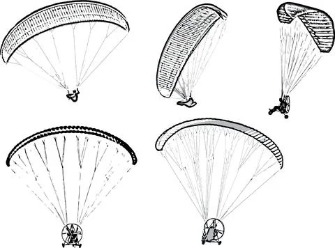Vector image of parachutists soaring on paragliders Illustration