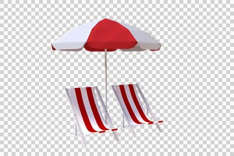 Vector image of parasol amidst folding chairs Foto stock