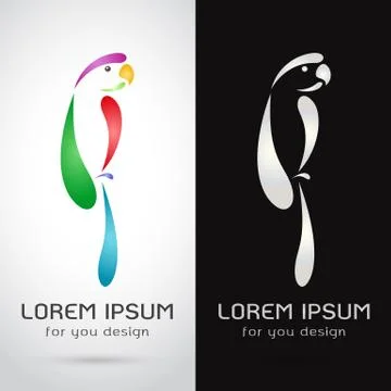 Vector image of an parrot  design on white background and black background, L Stock Illustration