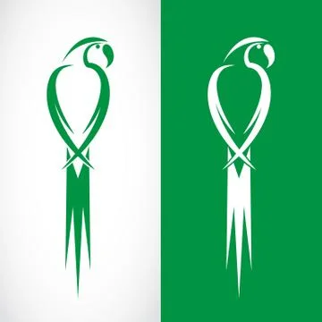 Vector image of an parrot design on white background and green background, Lo 库存插图