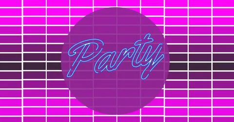 Vector image of party text with pattern and copy space against pink background Stockillustratie