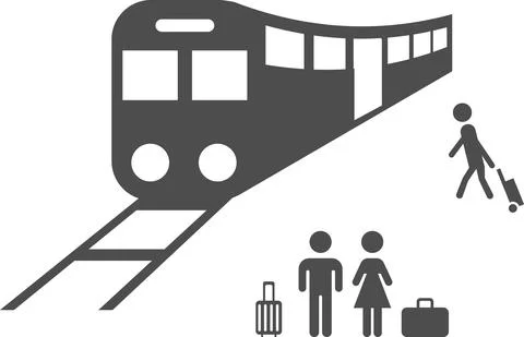 Vector image of passengers boarding a train. Stock Illustration