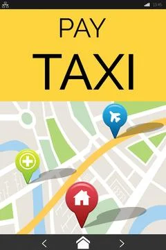 Vector image of Pay taxi text with map Stockfoto's