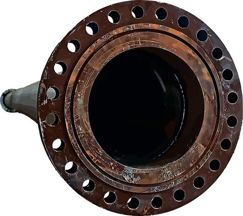 Vector image of pipeline assembly with flange Stock Illustration