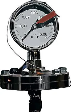 Vector image of pipeline pressure gauge with arrow Stock Illustration