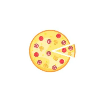 Vector image of pizza on white background Illustrazione stock