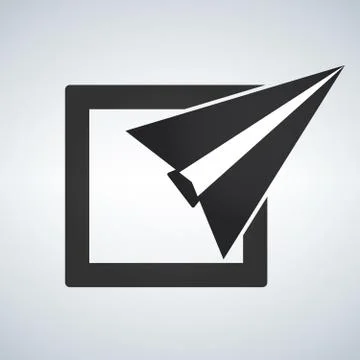 Vector image of a plane and box as simbol of the airmail, subscribe concept or Stock Illustration