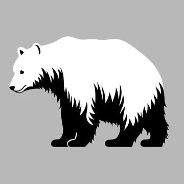 Vector image of a polar bear on a gray background. Flat style. Stock Illustration