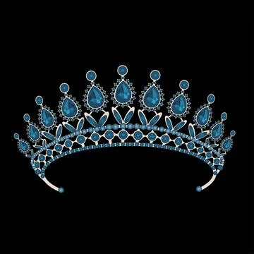 Vector image of a princess tiara in blue on a black Stock Illustration