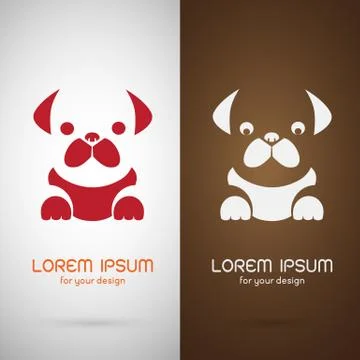 Vector image of an pug dog design on white background and brunette background Stock Illustration
