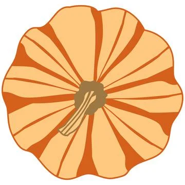 Vector image of a pumpkin with a top view in orange and yellow tones Stock Illustration