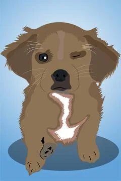 Vector image of puppy winking. Ilustración de archivo