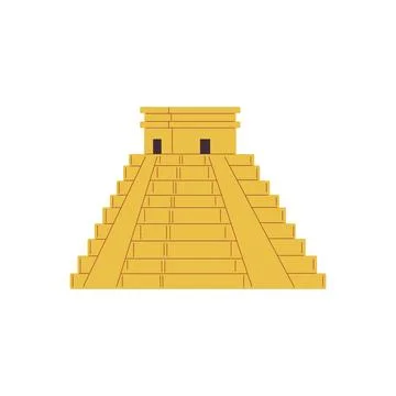 Vector image of the pyramid temple in Chichen Itza on a white background Ilustración de archivo