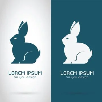 Vector image of a rabbit design on white background and blue background, Logo Stock Illustration