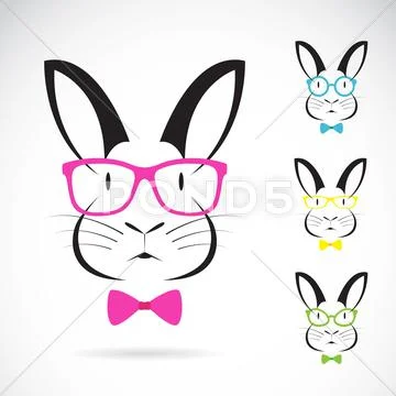 Vector image of a rabbits wear glasses Stock Illustration
