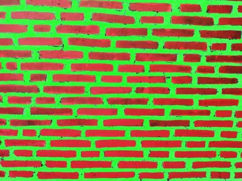 Vector image of a red brick wall with green plaster Stock-Fotos