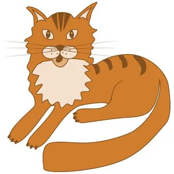 Vector image of a red cat Maine coon in a cartoon style Stock Illustration