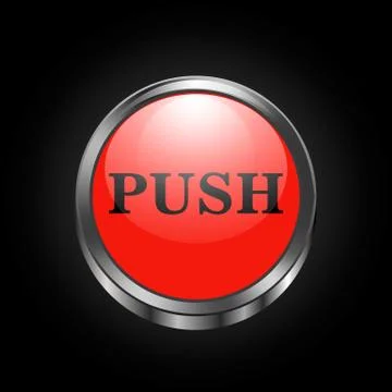 Vector image of red metallic push button Stock Illustration