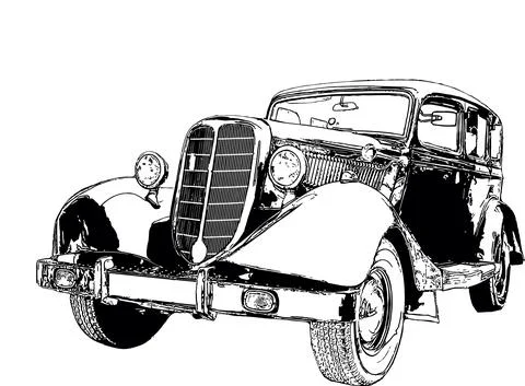 Vector image of  retro car at the 40s of the 20th century Stock Illustration