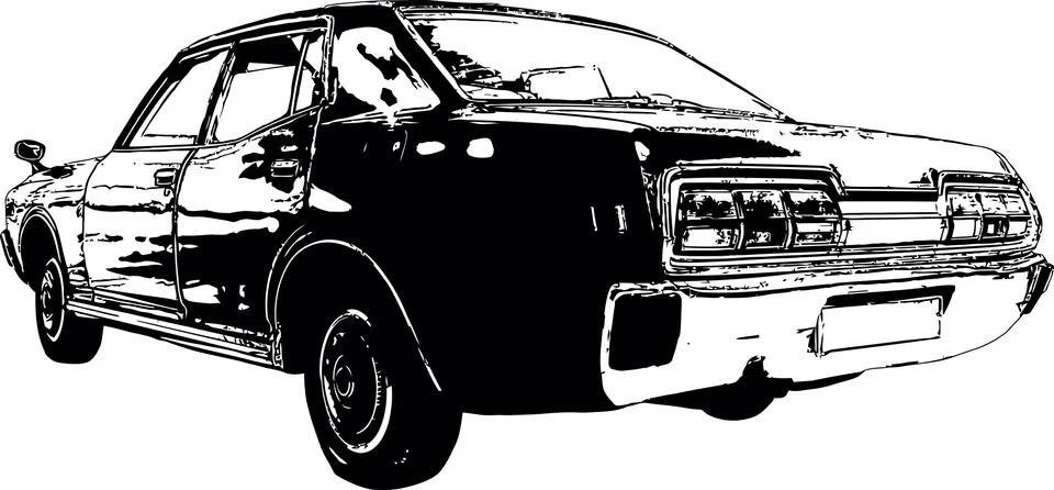 Vector image of  retro car at the 70s of the 20th century Stock Illustration
