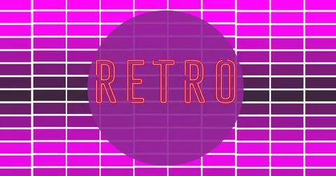 Vector image of retro text with grid pattern and copy space on pink background Stock Illustration