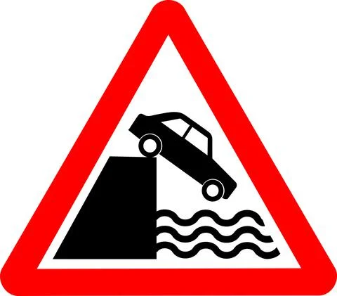 Vector image of river bank road sign. Illustrazione stock