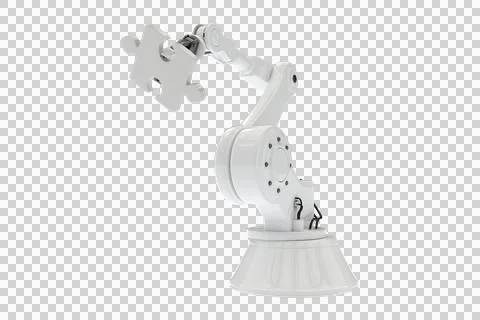 Vector image of robot holding jigsaw puzzle イラスト素材