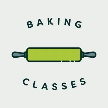 Vector image of rolling pin with text baking classes イラスト素材