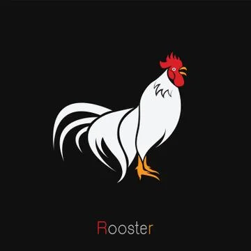 Vector image of an rooster design on black background, Logo, Symbol, cock,chi Stock Illustration