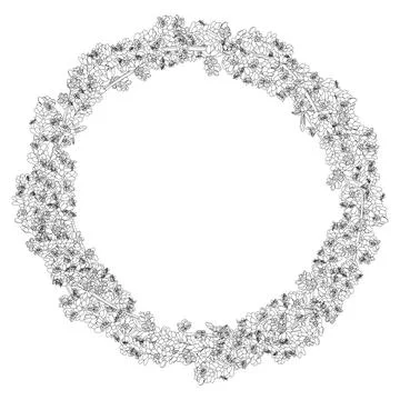 Vector image of a round wreath of lavender flowers Stock Illustration