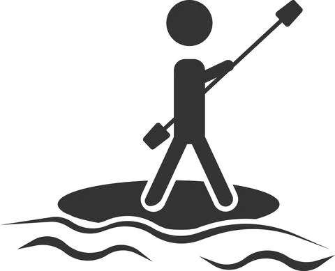 Vector image of rowing on a standing board. Stock Illustration