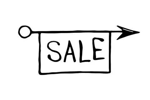 Vector image of sale pointer arrow. Outline hand drawn symbols and design ele Stock Illustration
