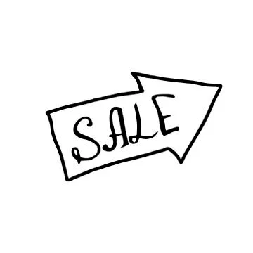 Vector image of sale pointer arrow. Outline hand drawn symbols and design ele イラスト素材