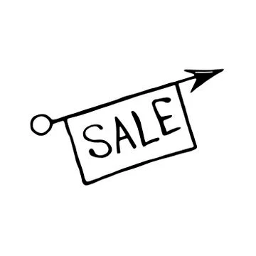 Vector image of sale pointer arrow. Outline hand drawn symbols and design ele Stock Illustration