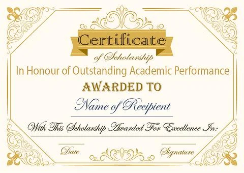 Vector Image Of Scholarship Certificate Stock Illustration