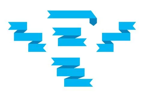 Vector image set of blue ribbons banners. Stock Illustration