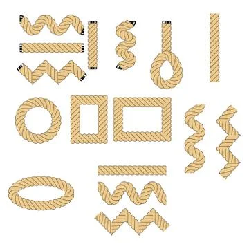 Vector image set of different ropes line and frame Stock Illustration