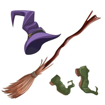 Vector image of a set of paraphernalia for a witch of three elements. Cartoon 스톡 일러스트
